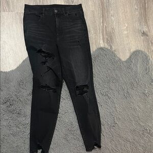 American Eagle Outfitters Black Distressed Skinny Jeans
